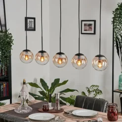 hofstein Suspension - Verre Gastor Ambre, Clair, 5 lumières