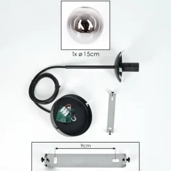 hofstein Suspension - Verre Gastor Chrome, Clair, Fumé, 1 lumière