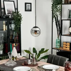 hofstein Suspension - Verre Gastor Chrome, Clair, Fumé, 1 lumière