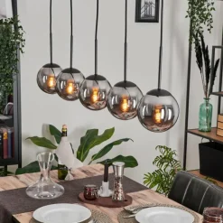 hofstein Suspension - Verre Gastor Fumé, 5 lumières