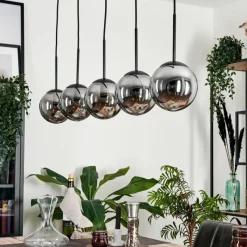 hofstein Suspension - Verre Gastor Fumé, 5 lumières