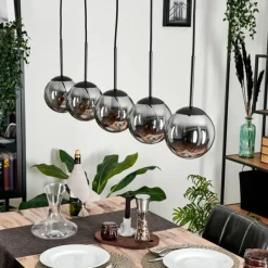 hofstein Suspension - Verre Gastor Fumé, 5 lumières