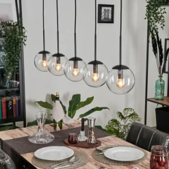 hofstein Suspension - Verre Gastor Clair, 5 lumières