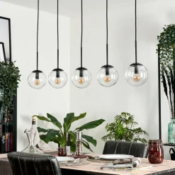 hofstein Suspension - Verre Gastor Clair, 5 lumières