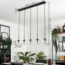 hofstein Suspension - Verre Gastor Clair, 5 lumières