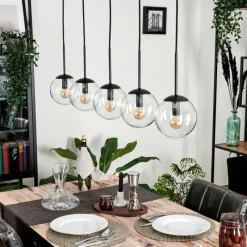 hofstein Suspension - Verre Gastor Clair, 5 lumières