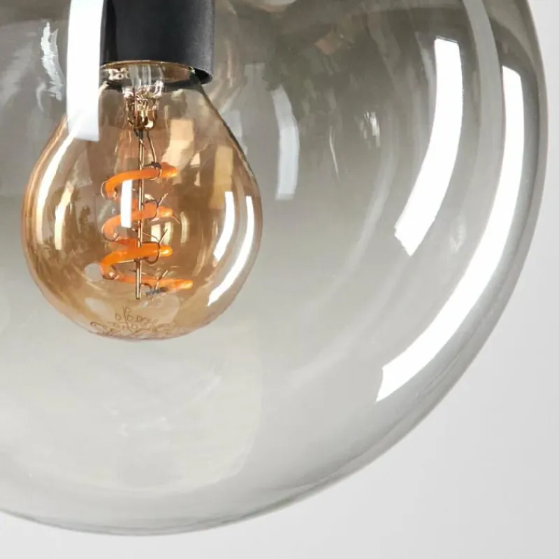 hofstein Suspension - Verre Gastor Chrome, Clair, Fumé, 4 lumières