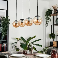 hofstein Suspension - Verre Gastor Ambre, 4 lumières