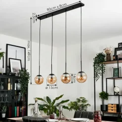 hofstein Suspension - Verre Gastor Ambre, 4 lumières