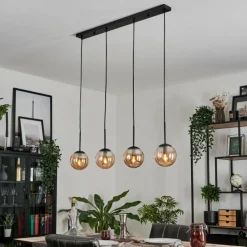 hofstein Suspension - Verre Gastor Ambre, 4 lumières