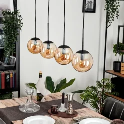 hofstein Suspension - Verre Gastor Ambre, 4 lumières