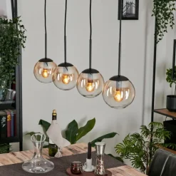 hofstein Suspension - Verre Gastor Ambre, Clair, 4 lumières
