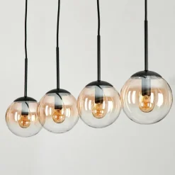 hofstein Suspension - Verre Gastor Ambre, Clair, 4 lumières