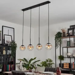 hofstein Suspension - Verre Gastor Ambre, Clair, 4 lumières