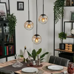 hofstein Suspension - Verre Gastor Ambre, Clair, 3 lumières