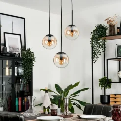 hofstein Suspension - Verre Gastor Ambre, Clair, 3 lumières