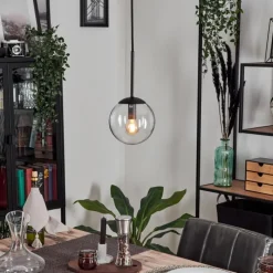 hofstein Suspension - Verre Gastor Noir, 1 lumière