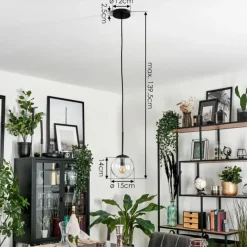 hofstein Suspension - Verre Gastor Noir, 1 lumière