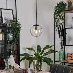 hofstein Suspension - Verre Gastor Noir, 1 lumière