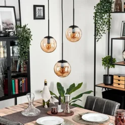 hofstein Suspension - Verre Gastor Ambre, 3 lumières