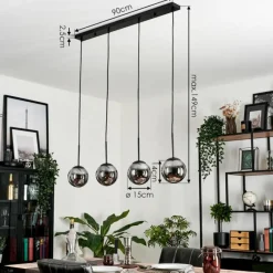 hofstein Suspension - Verre Gastor Fumé, 4 lumières