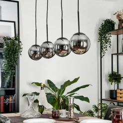 hofstein Suspension - Verre Gastor Fumé, 4 lumières