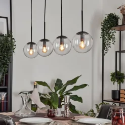 hofstein Suspension - Verre Gastor Clair, 4 lumières