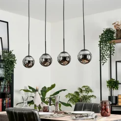 hofstein Suspension - Verre Gastor Chrome, Fumé, 4 lumières