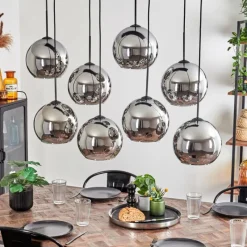 Suspension Verre Fumé-hofstein Suspension - Verre Koyoto Chrome, Fumé, 8 lumières