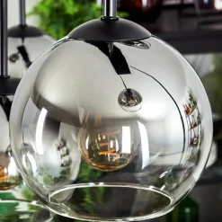 hofstein Suspension - Verre Koyoto Chrome, Clair, Fumé, 8 lumières