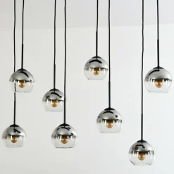 hofstein Suspension - Verre Koyoto Chrome, Clair, Fumé, 8 lumières