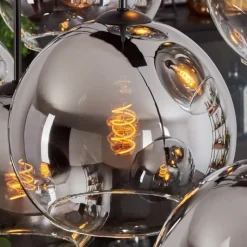 hofstein Suspension - Verre Koyoto Chrome, Clair, Fumé, 8 lumières