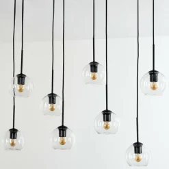 hofstein Suspension - Verre Koyoto Clair, 8 lumières