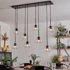 hofstein Suspension - Verre Koyoto Clair, 8 lumières