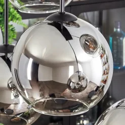 Suspension Verre Fumé-hofstein Suspension - Verre Koyoto Chrome, Clair, Fumé, 8 lumières