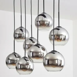 Suspension Verre Fumé-hofstein Suspension - Verre Koyoto Chrome, Clair, Fumé, 8 lumières