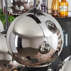 hofstein Suspension - Verre Koyoto Chrome, Fumé, 8 lumières