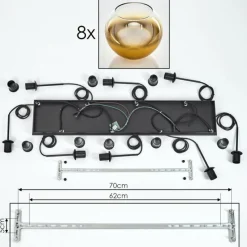 hofstein Suspension - Verre Koyoto Or, Clair, 8 lumières