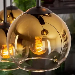 hofstein Suspension - Verre Koyoto Or, Clair, 8 lumières