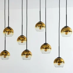 hofstein Suspension - Verre Koyoto Or, Clair, 8 lumières