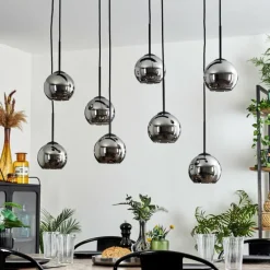 Suspension Verre Fumé-hofstein Suspension - Verre Koyoto Chrome, Fumé, 8 lumières