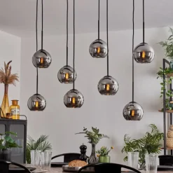 Suspension Verre Fumé-hofstein Suspension - Verre Koyoto Chrome, Fumé, 8 lumières