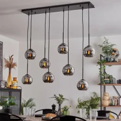 Suspension Verre Fumé-hofstein Suspension - Verre Koyoto Chrome, Fumé, 8 lumières