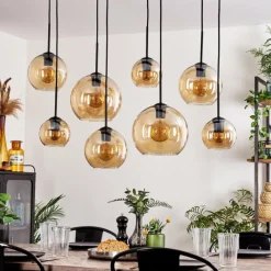 hofstein Suspension - Verre Koyoto Ambre, 8 lumières