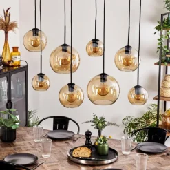 hofstein Suspension - Verre Koyoto Ambre, 8 lumières