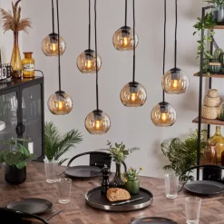 hofstein Suspension - Verre Koyoto Ambre, 8 lumières