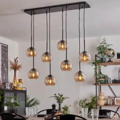 hofstein Suspension - Verre Koyoto Ambre, 8 lumières