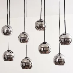 Suspension Verre Fumé-hofstein Suspension - Verre Koyoto Chrome, Fumé, 8 lumières