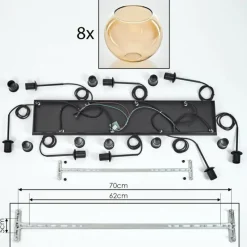 hofstein Suspension - Verre Koyoto Ambre, 8 lumières