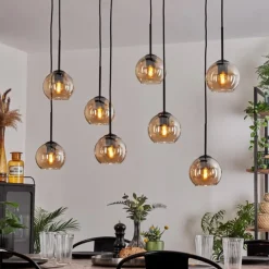 hofstein Suspension - Verre Koyoto Ambre, 8 lumières